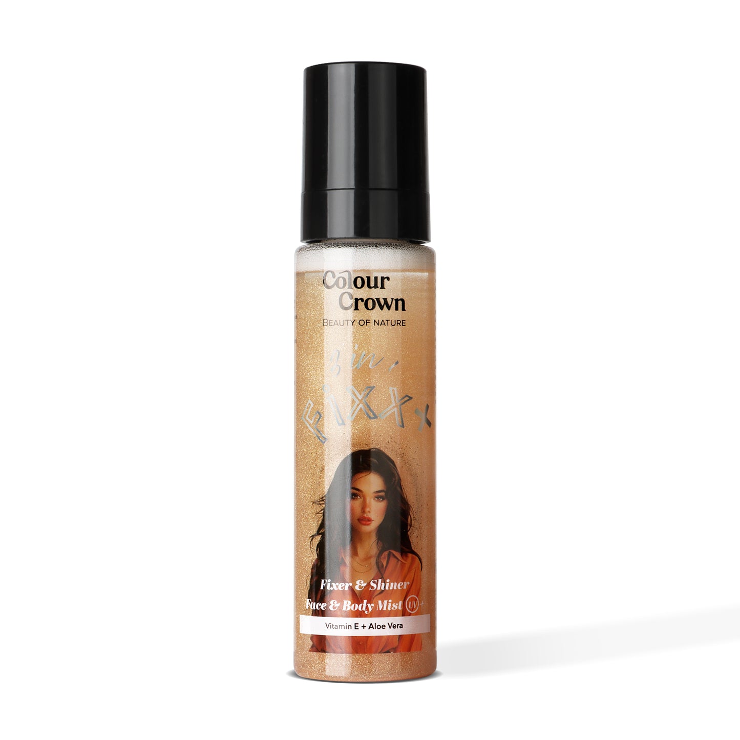Colour Crown 3-in-1 Fixer & Shiner Mist- Makeup Setting Spray for Face & Body- Golden