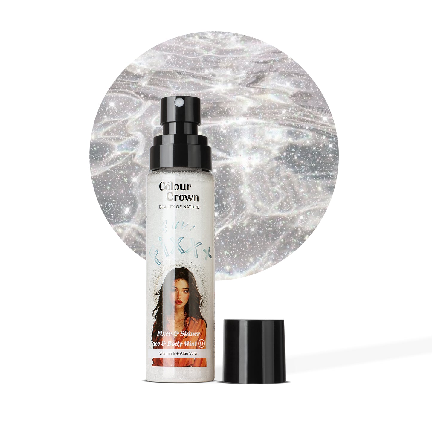 Colour Crown 3-in-1 Fixer & Shiner Mist- Makeup Setting Spray for Face & Body- Silver