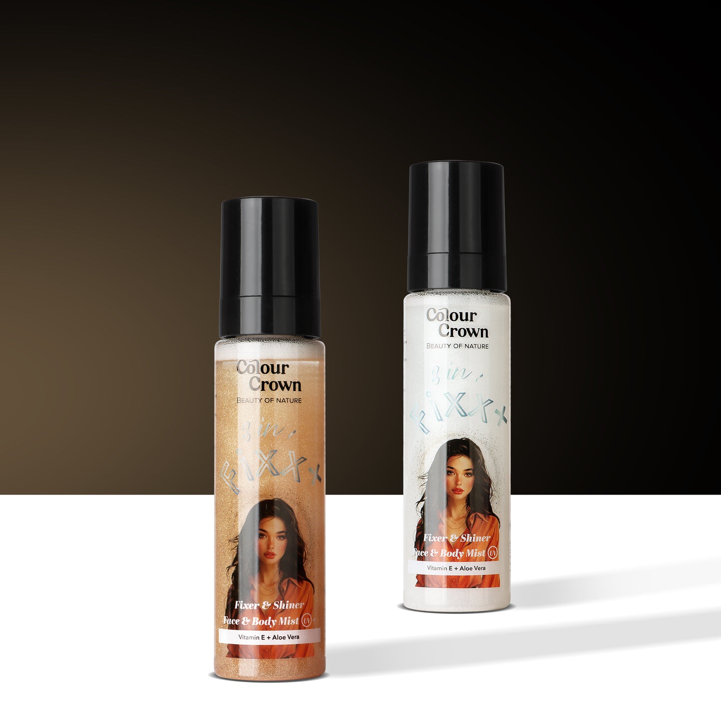 Colour Crown 3-in-1 Fixer & Shiner Mist- Makeup Setting Spray for Face & Body- Silver