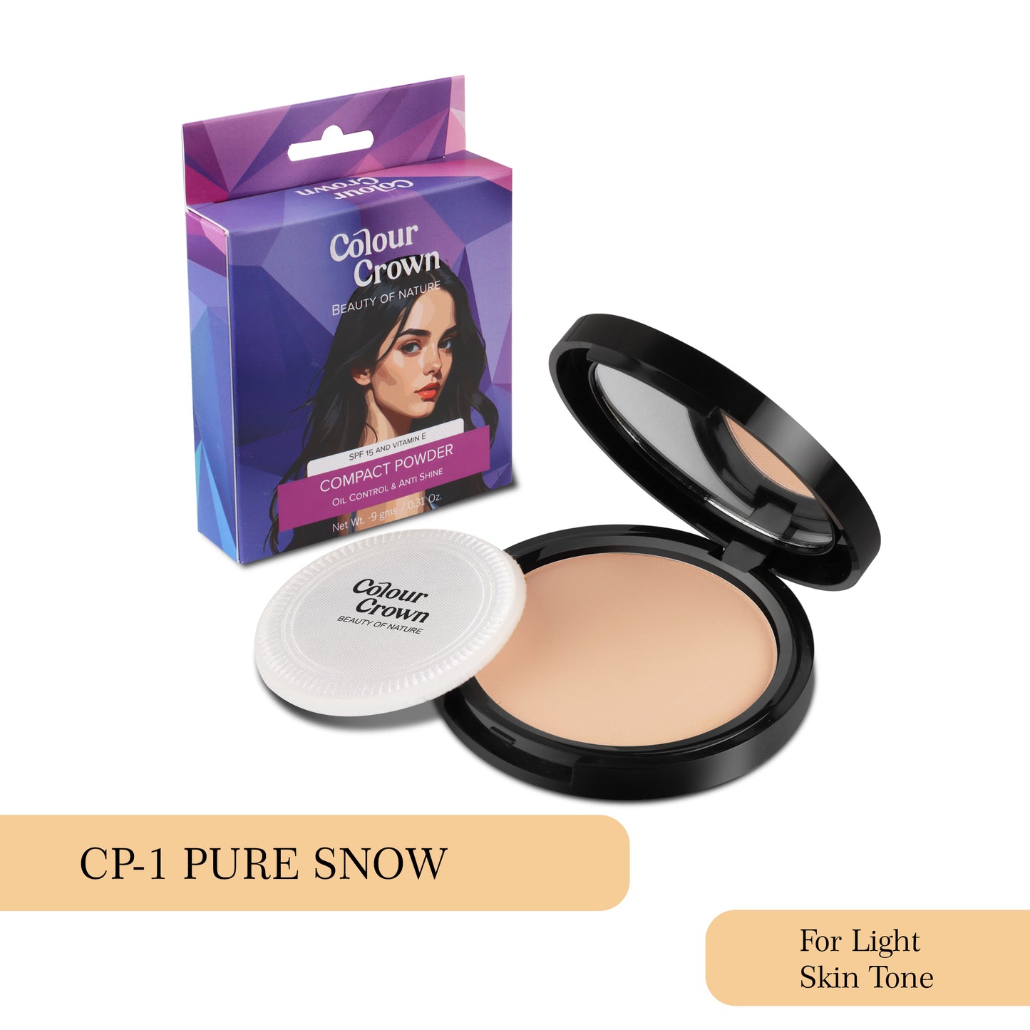 Colour Crown Matte Finish Compact Powder - CP-1 Pure Snow