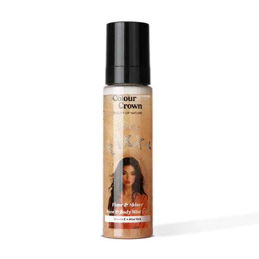 Colour Crown 3-in-1 Fixer & Shiner Mist- Makeup Setting Spray for Face & Body- Golden