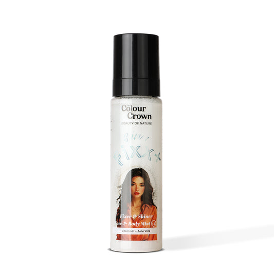 Colour Crown 3-in-1 Fixer & Shiner Mist- Makeup Setting Spray for Face & Body- Silver